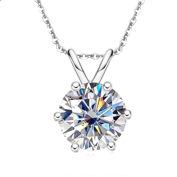 Certified 1 Ct  Moissanite Diamond Top Quality 18K White Gold Pendant Necklace - Picture 4 of 14